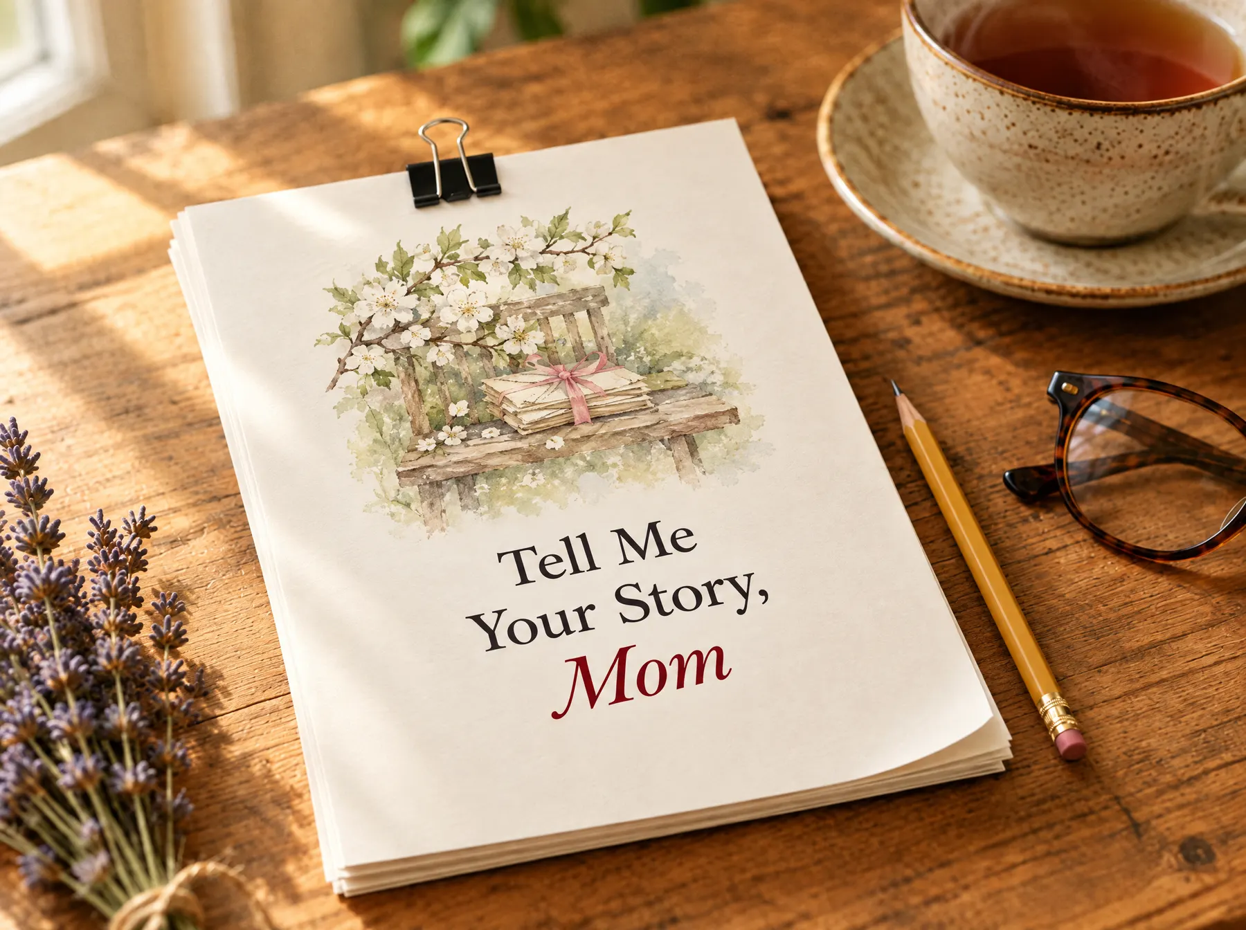 Tell Me Your Story, Mom memory journal on a farmhouse table