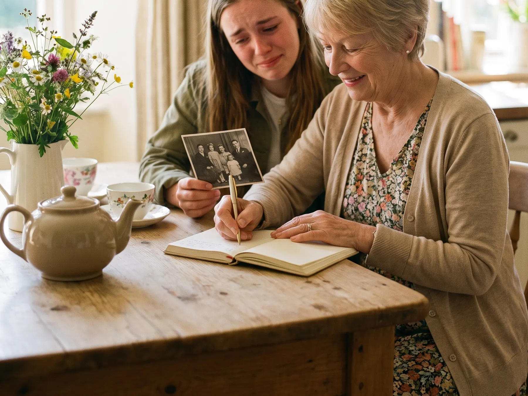 Filling in the Tell Me Your Story, Grandma journal together