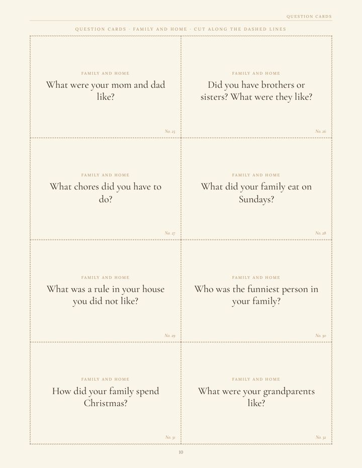 Sample page from The Family Reporter interview kit: What were your mom and dad